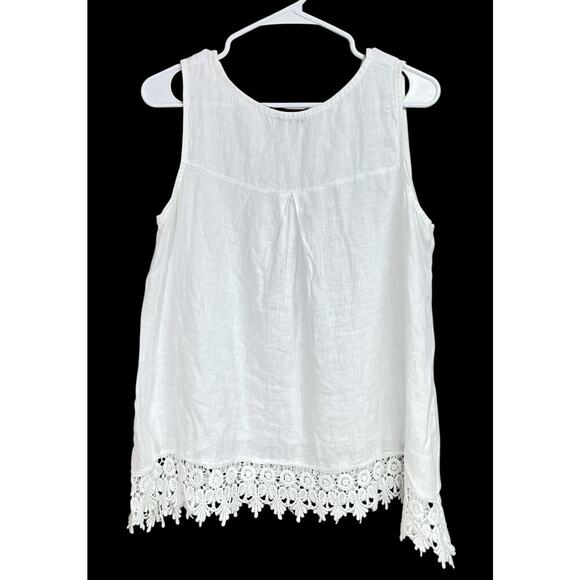 Terzo Millennio White Linen Eyelet Peplum Sleeveless Top Made in Italy Small - Picture 9 of 9